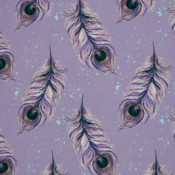 Viskose Feathers Rosa/Lila auf Flieder von Christiane Zielinski by Swafing